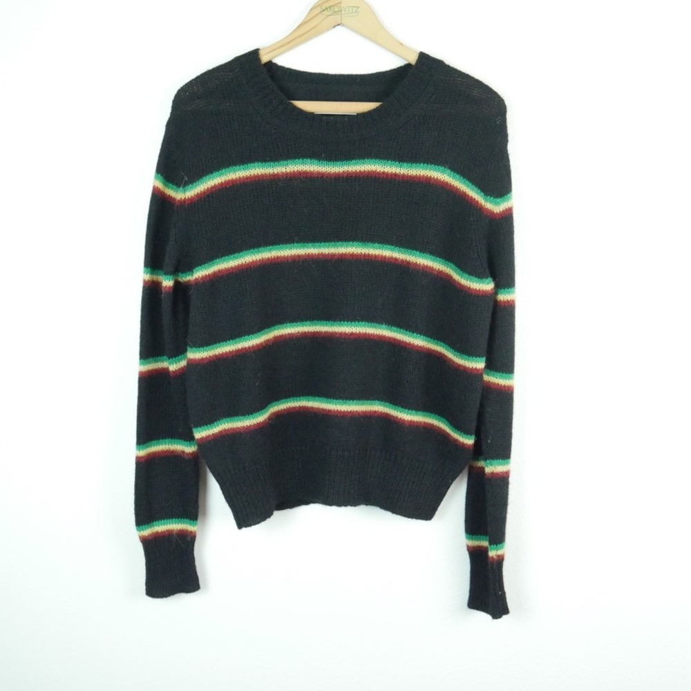 Isabel Marant Etoile Alpaca Wool Striped Sweater Size 38 Quiet Luxury Cozy Fuzzy